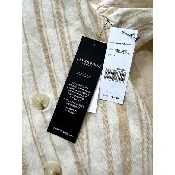 Liverpool Los Angeles Womens Open Front Blazer Jacket Cream Linen Sz L NWT - Picture 8 of 11